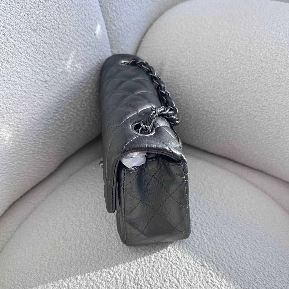 SOLD - CHANEL Iridescent Charcoal Calfskin Mini Rectangular Flap Bag - Picture 2 of 7